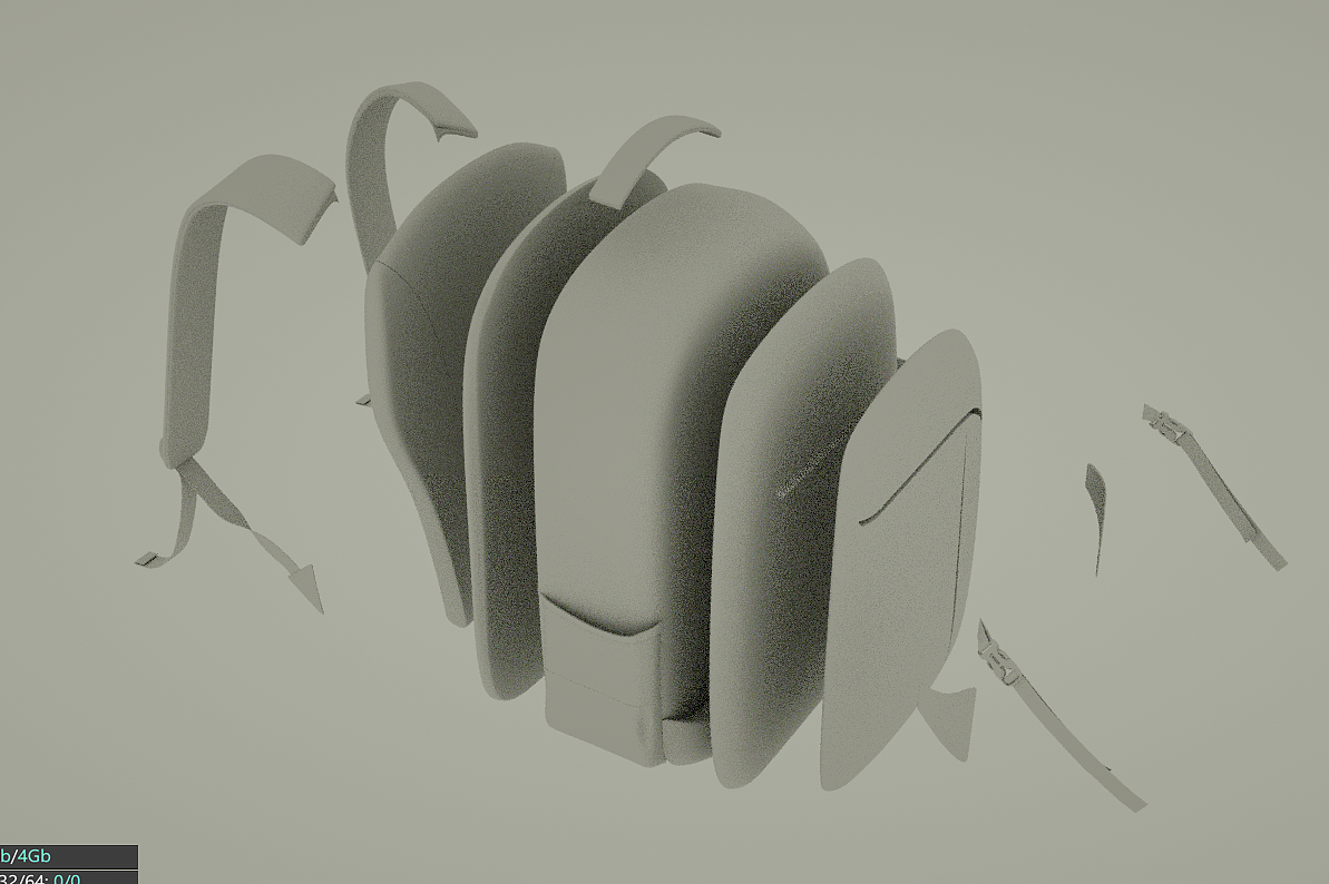 书包建模渲染 箱包建模