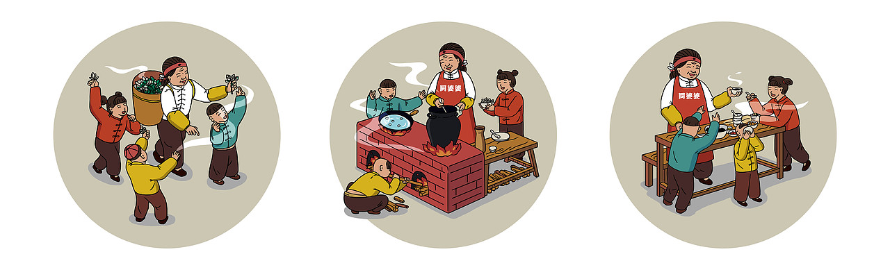 婆婆家院/同婆婆中式炸鸡（图ZMjE3OTQxMzg0） - 商业插画 - 站酷设计师AmoBrand原创素材 - 站酷ZCOOL