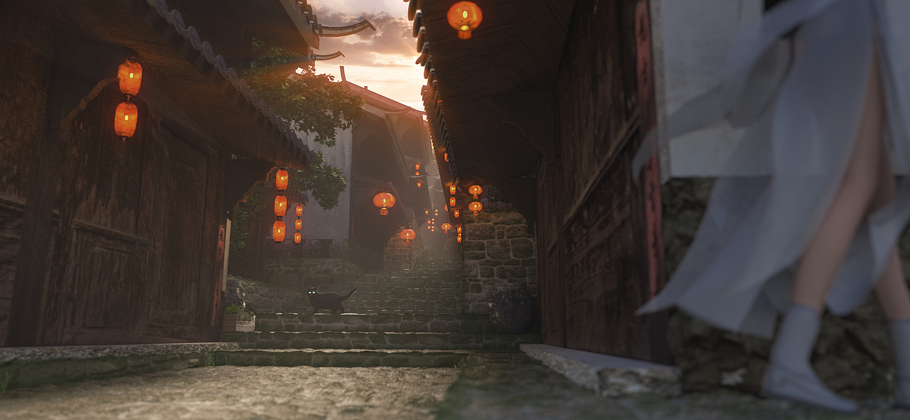 【C4D】古风场景
