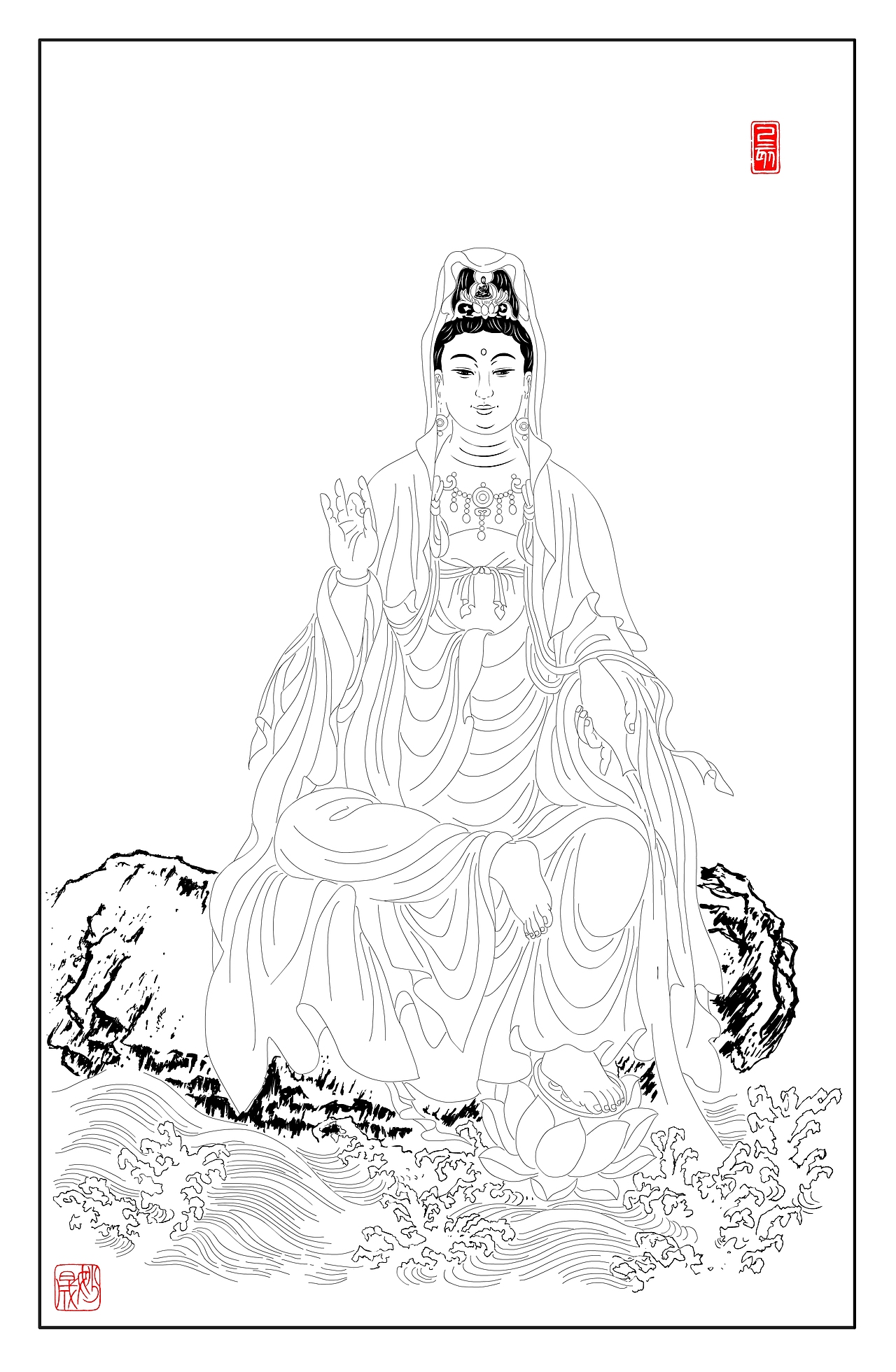 线描观音（图ZMTk2MTQ3NjI4） - 绘画 - 站酷设计师yjs20200220原创素材 - 站酷ZCOOL