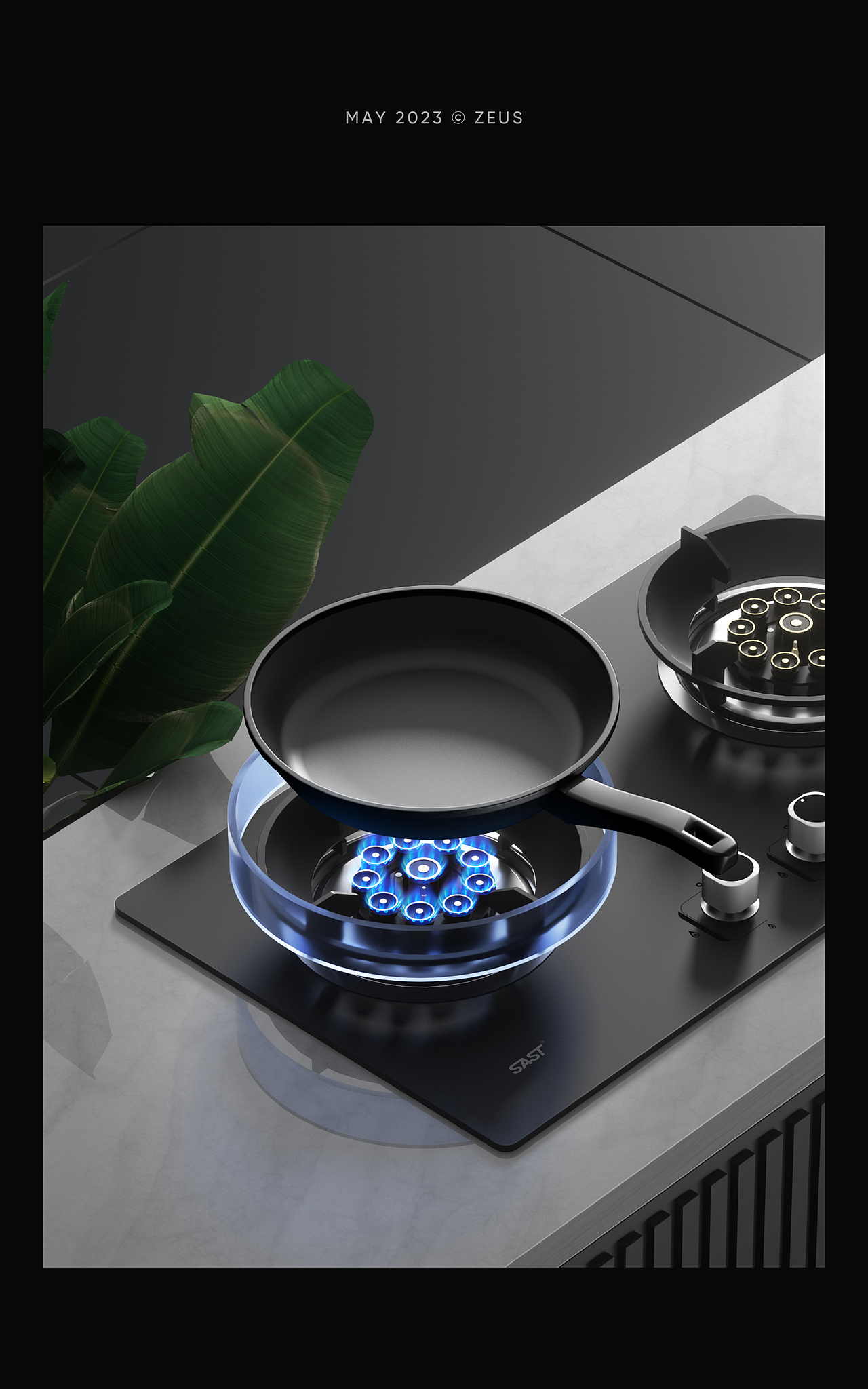 2023 先科|燃气灶场景渲染2款