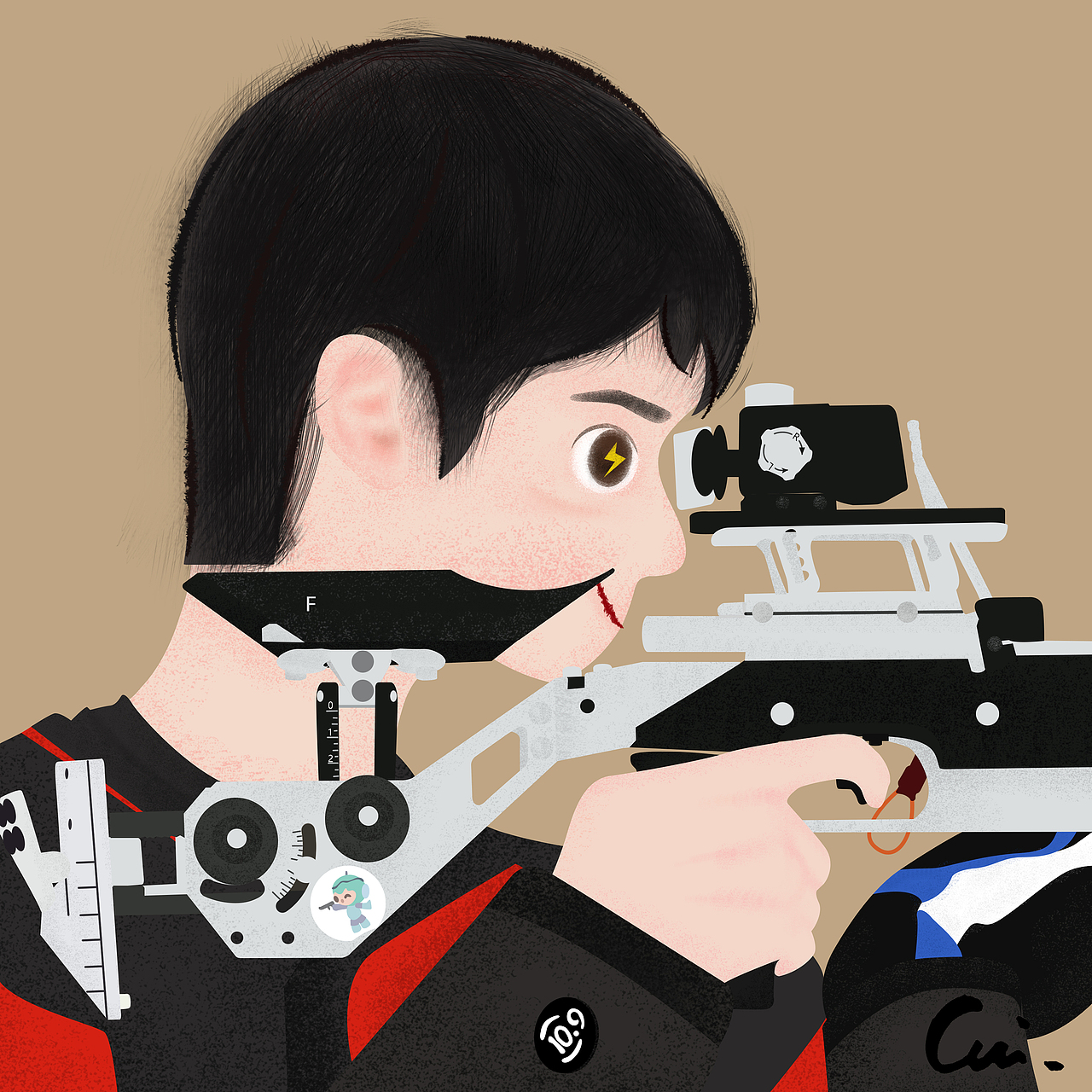 巴黎奥运会中国运动员手绘