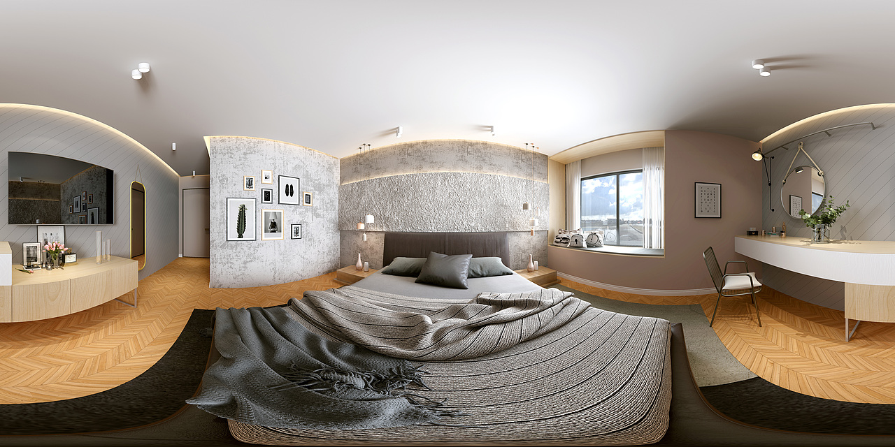 北欧藕粉-粉色系北欧住宅效果图