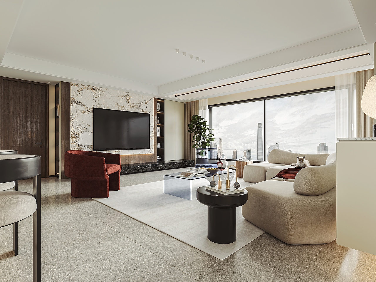 现代简约客厅表现（图ZMjk1Nzc2NDgw） - 家装设计 - 站酷设计师表现师零柒原创素材 - 站酷ZCOOL