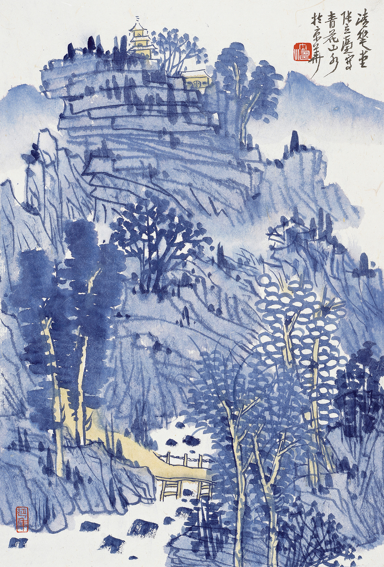 中国美术家协会会员张立涛青花山水画欣赏