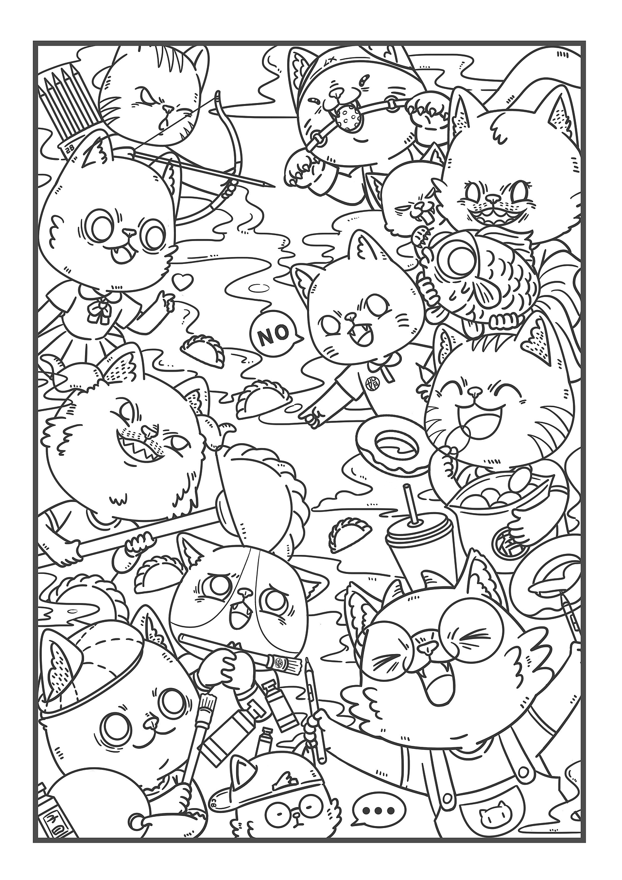 猫咪大战（图ZMjIwMzI1NDYw） - 新锐潮流插画 - 站酷设计师千千千亻左亻左原创素材 - 站酷ZCOOL