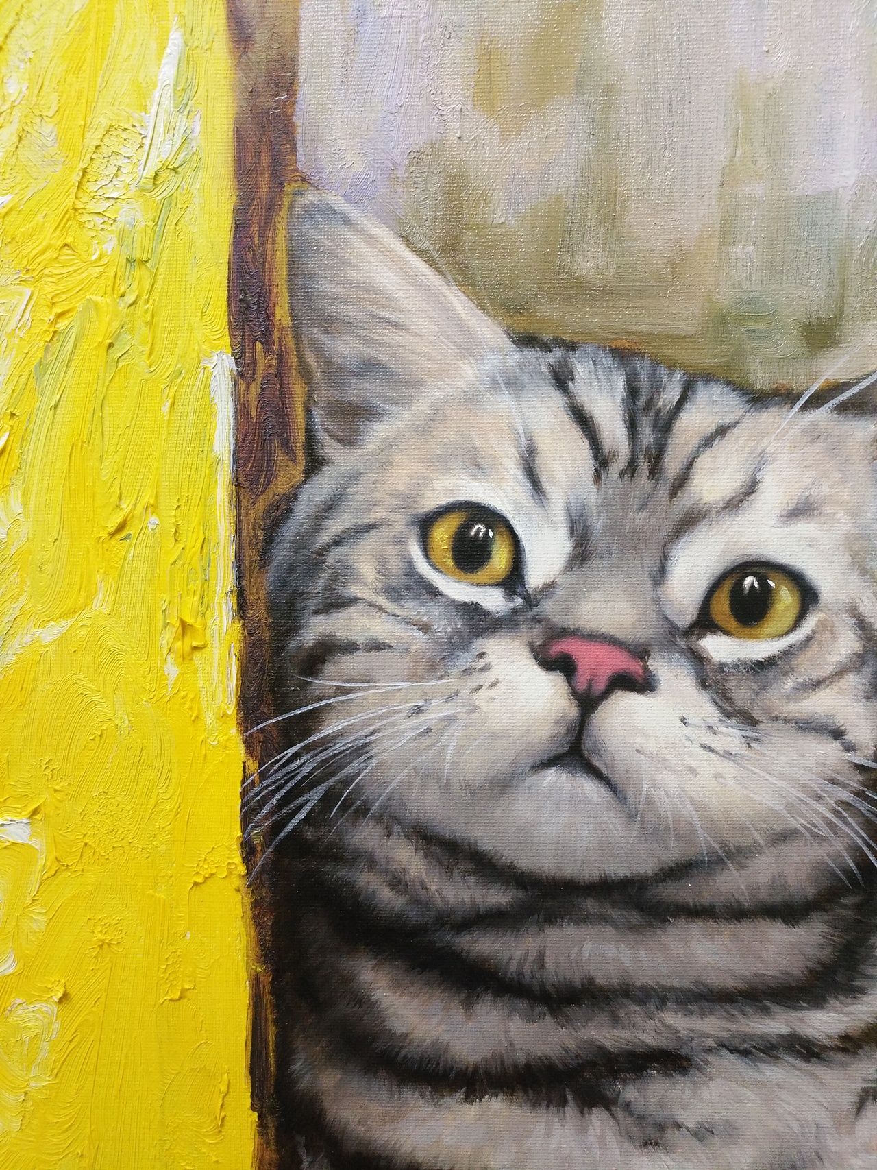 宠物画家刘诗洋油画作品《懒懒猫咪》