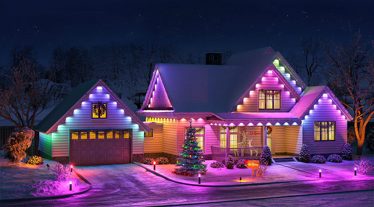 智能屋檐灯圣诞节营销3D视频