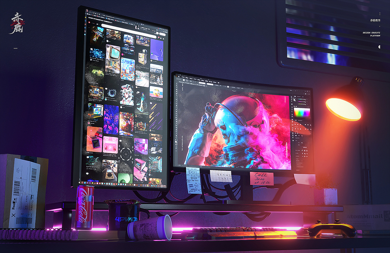 电脑桌渲染（图ZMzEzODY4NTA0） - 其他三维 - 站酷设计师赤鹿教育原创素材 - 站酷ZCOOL