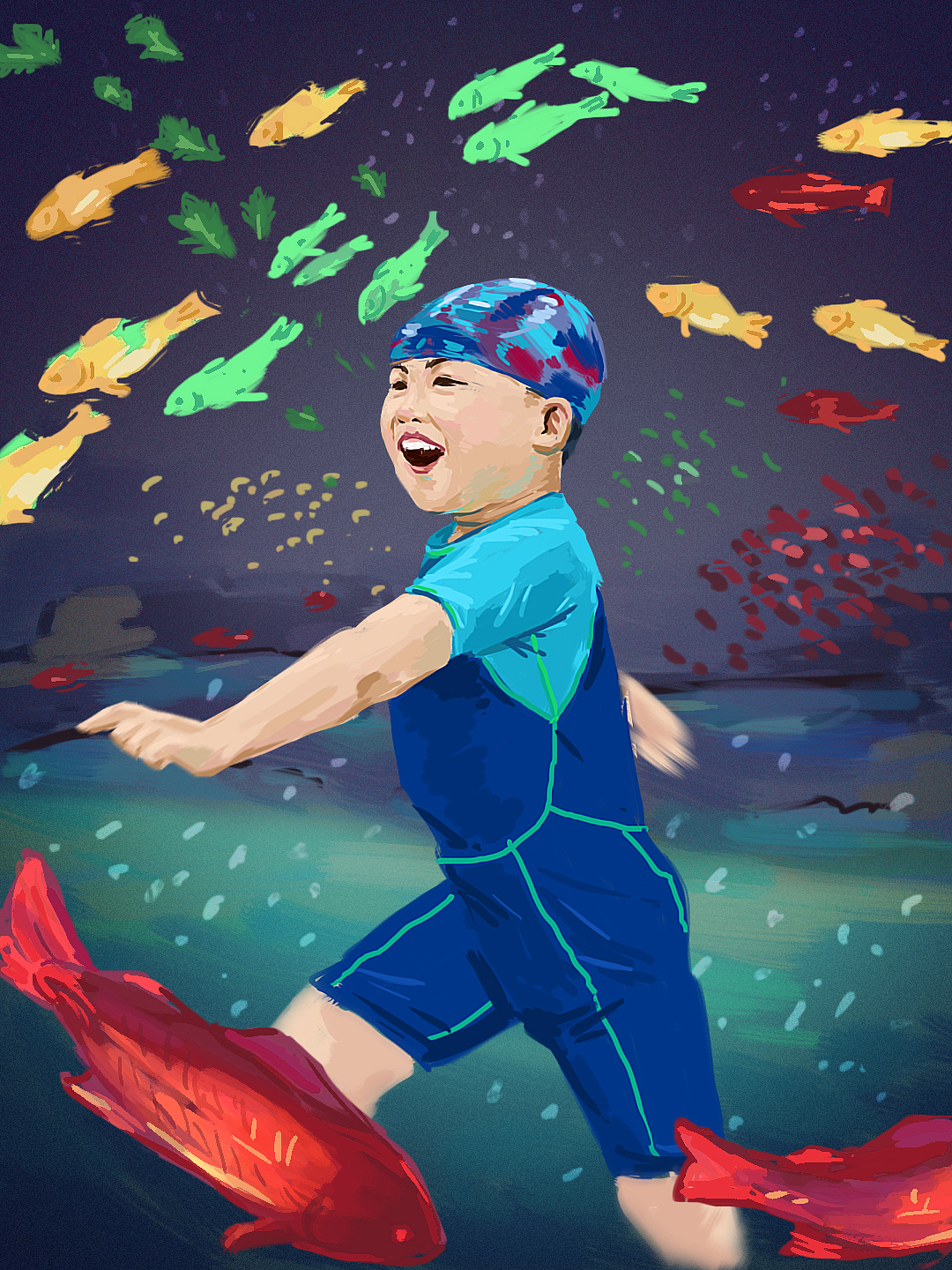 游泳（图ZMjI5NTg5OTk2） - 创作习作 - 站酷设计师莱囧_LY原创素材 - 站酷ZCOOL