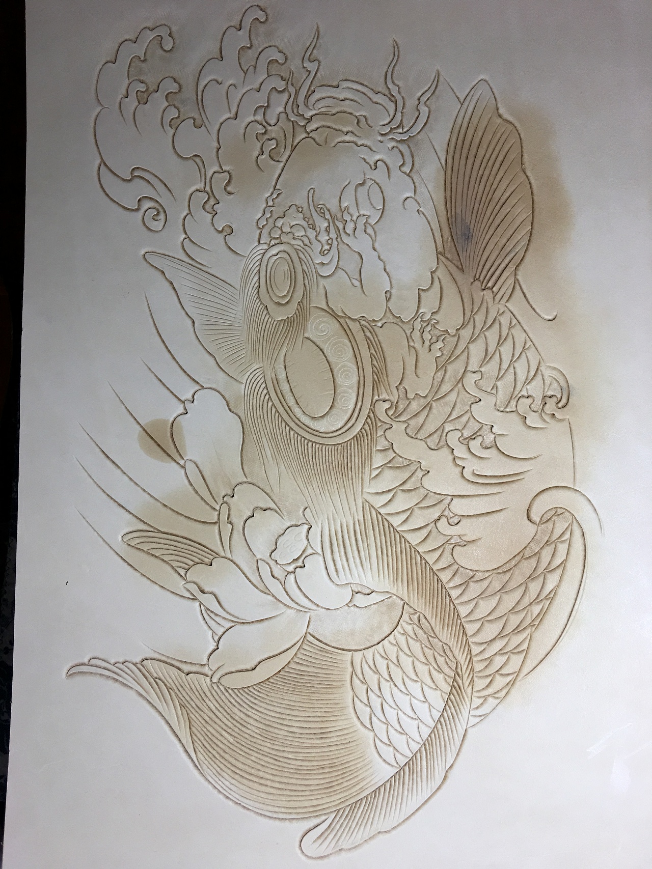 皮雕画—-锦鲤鱼大帅