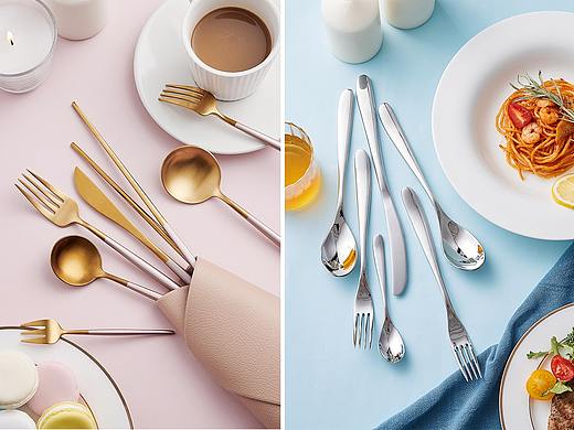 一组餐具刀叉筷子拍摄