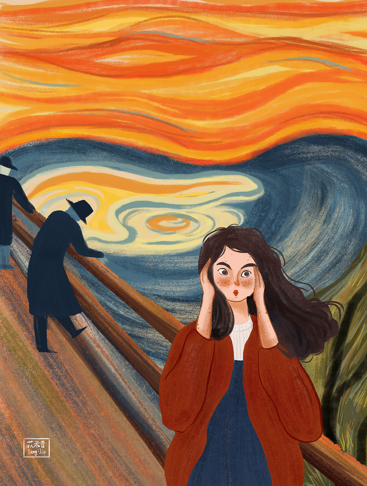 世界名画转森系插画（图ZMjQ2NTc1MTQw） - 创作习作 - 站酷设计师苡米昔原创素材 - 站酷ZCOOL