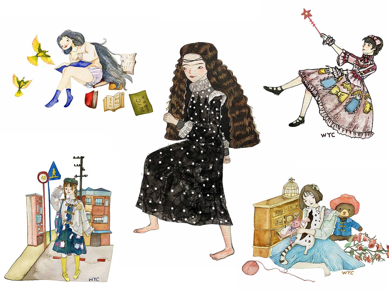 水彩插画少女系列（图ZMTEzNTgzMTY4） - 商业插画 - 站酷设计师儿童插画师原创素材 - 站酷ZCOOL
