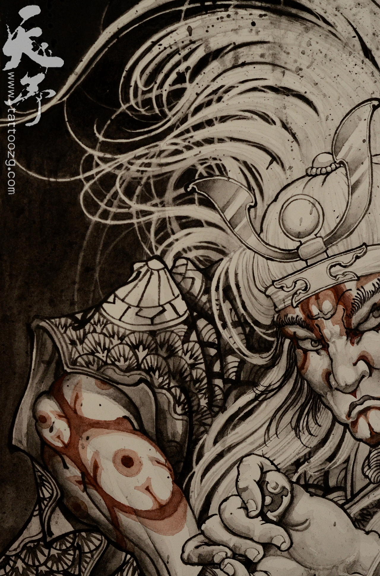西安天予刺绘画作品《挥刀武士》（图ZNzU3NjAwMjQ=） - 绘画 - 站酷设计师西安天予刺青原创素材 - 站酷ZCOOL
