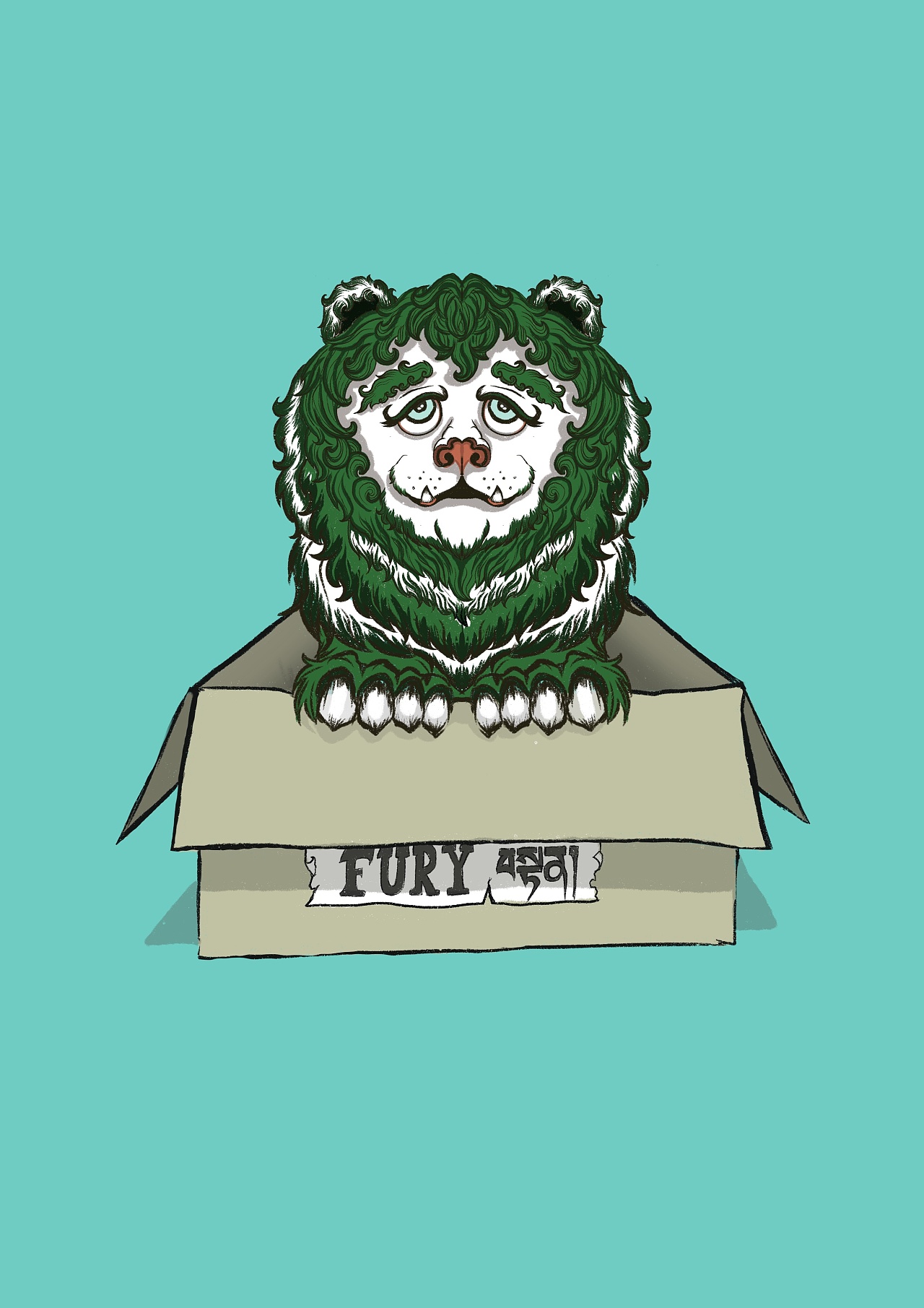 藏式插画-小雪狮