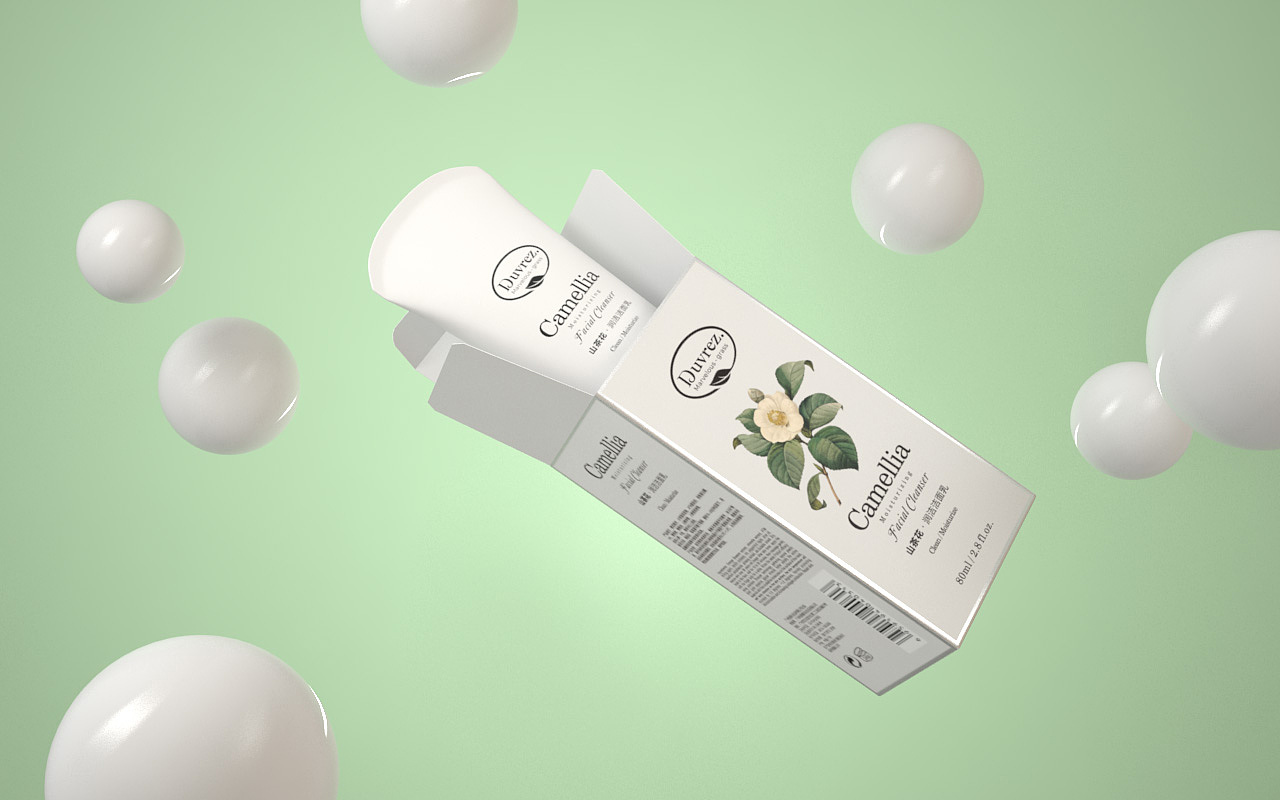 化妆品包装护肤品包装山茶花洁面乳©刘益铭原创作品（图ZMTY3NjQ5OTk2） - 包装 - 站酷设计师刘益铭原创素材 - 站酷ZCOOL
