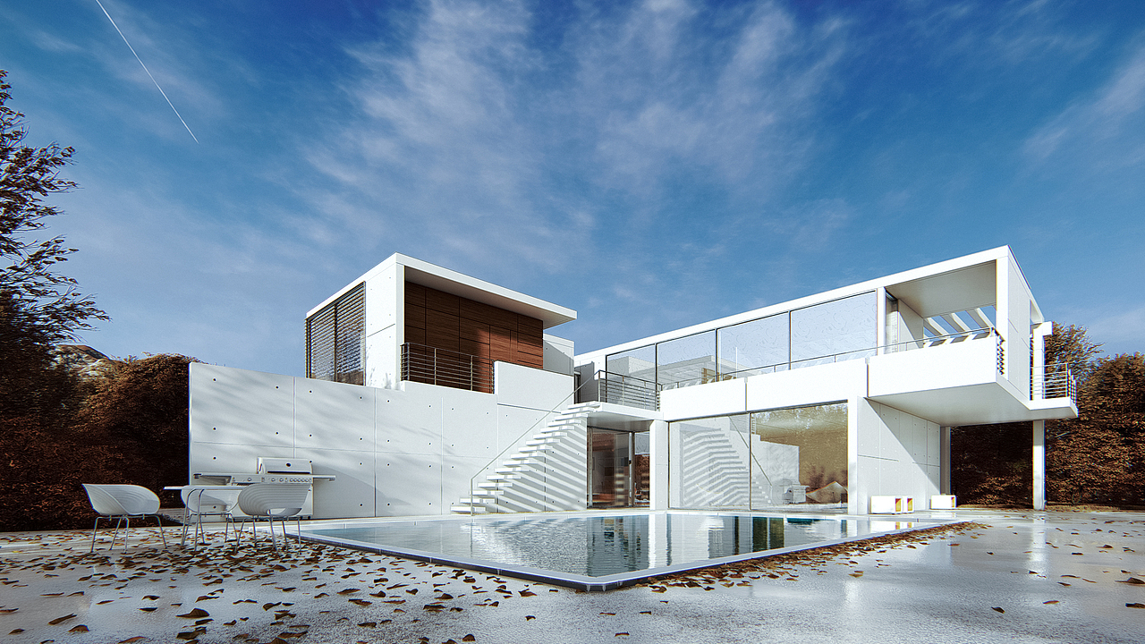 lumion8白色别墅|三维|建筑/空间|soc设计事务所_原创作品-站酷zcool