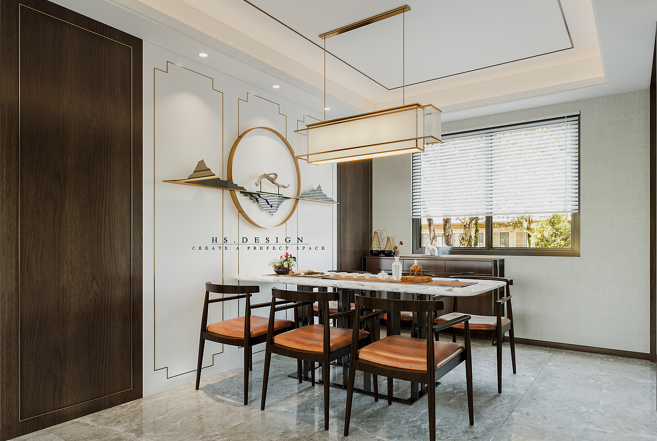 韩老板的中式客餐厅（图ZMTc2NTg0MDA0） - 家装设计 - 站酷设计师杨大蝶原创素材 - 站酷ZCOOL