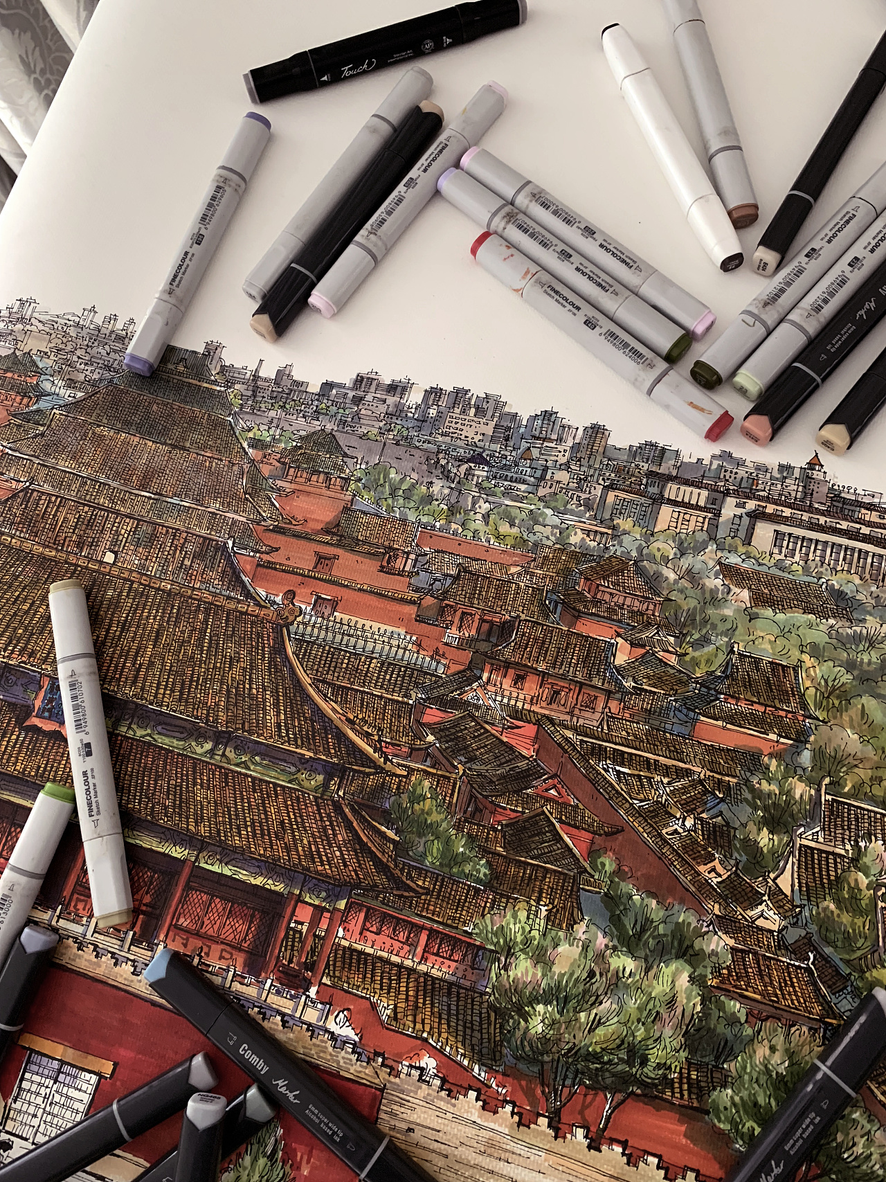 马克笔手绘北京故宫
