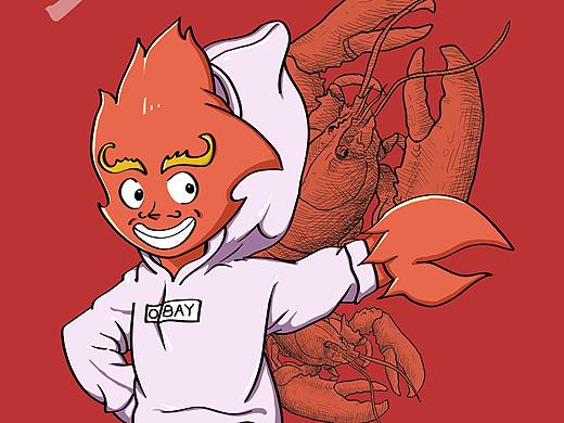 海鲜插画 麻小鱿鱼螃蟹