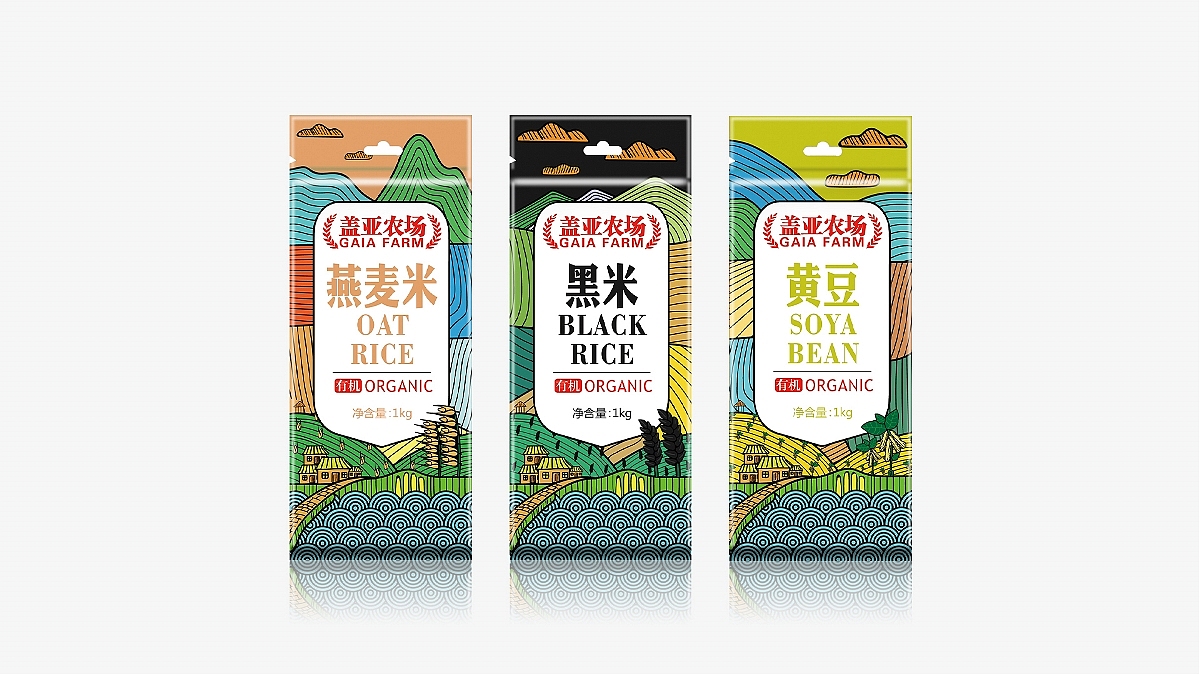 燕麦黄小米糙米黑米黄豆黄小米杂粮产品包装设计