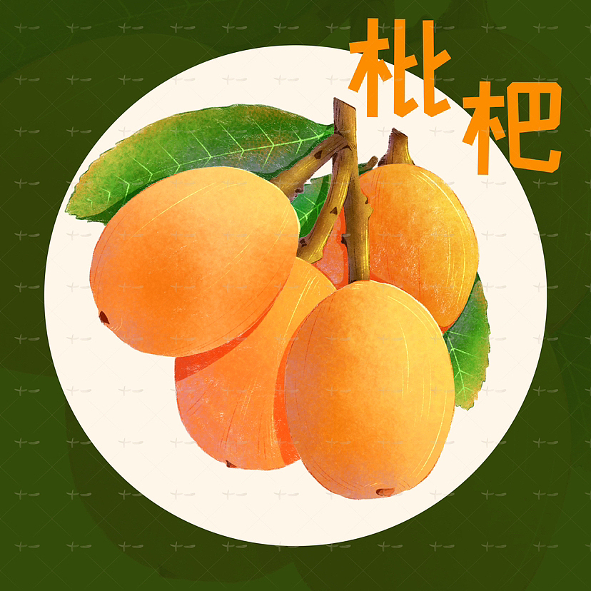 肌理风插画之水果系列-枇杷（图ZMzQyMDA4Nzk2） - 包装 - 站酷设计师喜乐原创素材 - 站酷ZCOOL