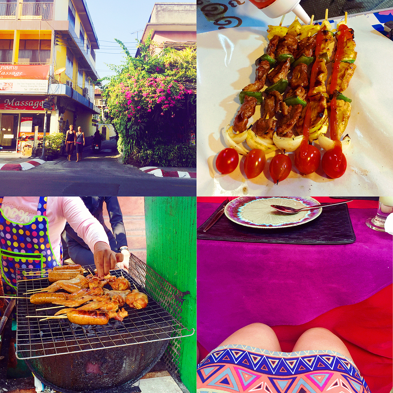1、清迈古城 2、夜市烤肉串
3、清迈古城路边烤肉摊 4、清迈Hot Chilli