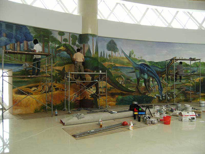 南天壁画出品:内蒙博物馆(恐龙一馆壁画工程),手绘油画,欧式油画,欧式壁画,壁画工程,古典壁画,3D地画,3D壁画(图ZNjg1ODQ3Ng==) - 艺术插画 - 站酷设计师艺点画评原创素材 - 站酷ZCOOL