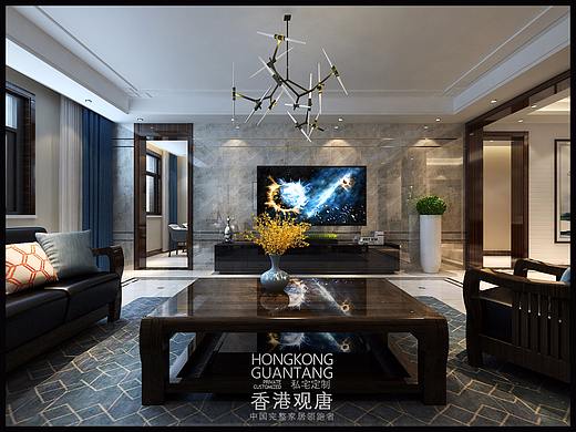 滕州装饰公司问天176平新中式风格装修效果图户型案例