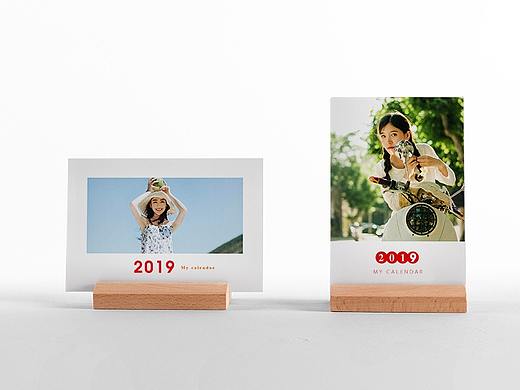2019年台历，多边形木质台历，可定制的企业台历