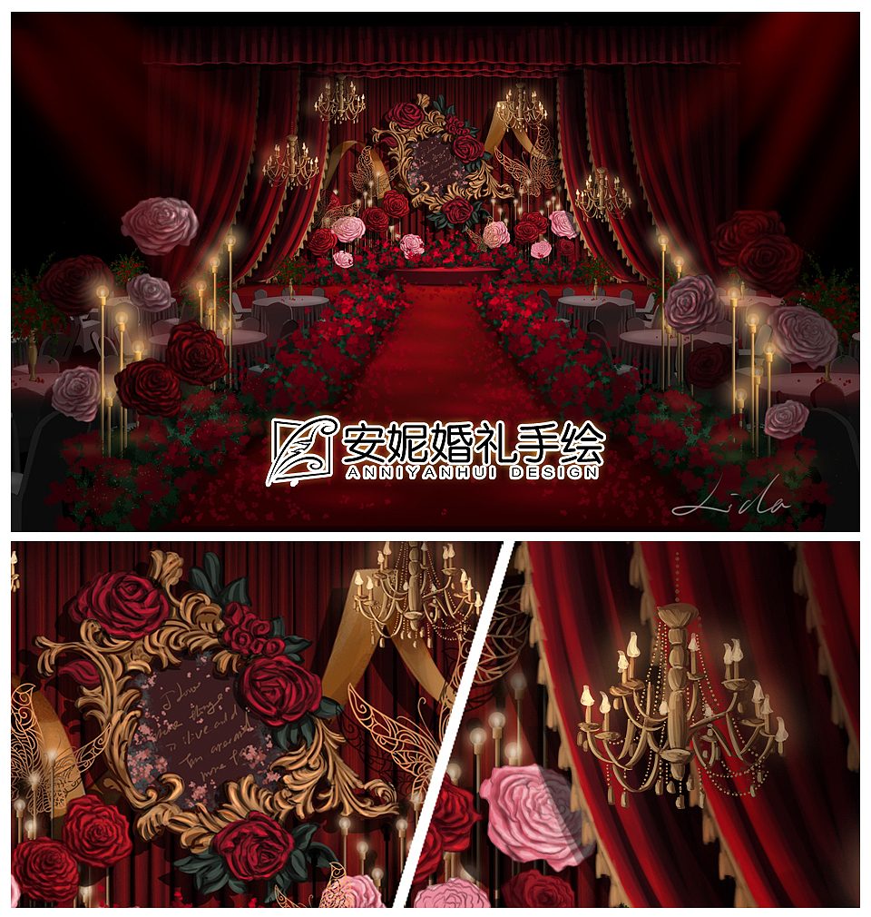 巴洛克风格婚礼手绘图（图ZMTQ5NzU1MDM2） - 艺术插画 - 站酷设计师安妮婚礼手绘原创素材 - 站酷ZCOOL