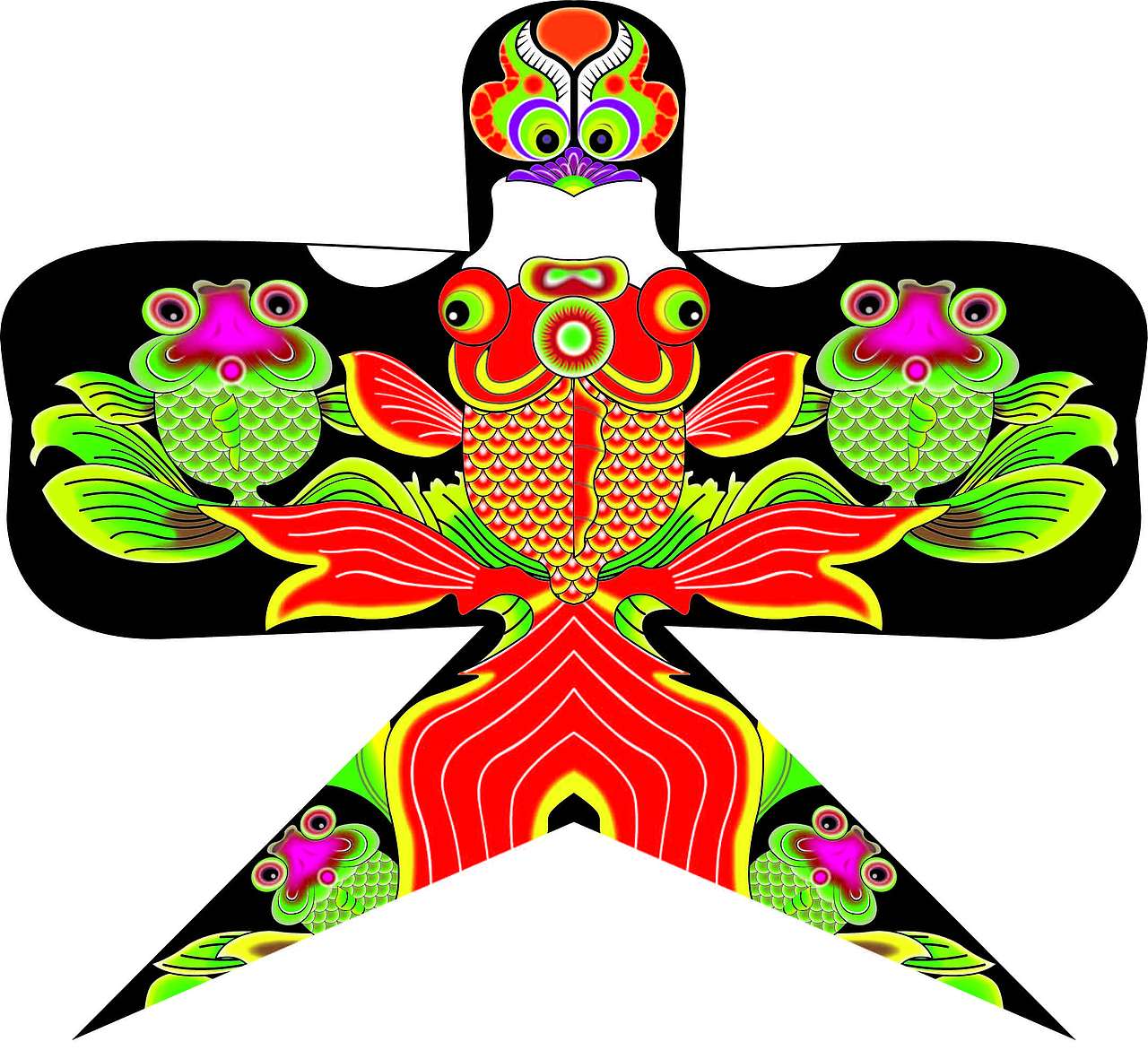 荷花金鱼沙燕风筝