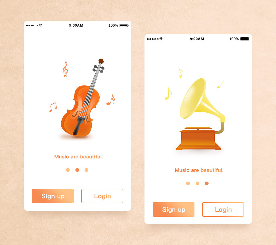 微质感引导页练习（图ZNzkzMDkwOTY=） - APP界面 - 站酷设计师咖不哩原创素材 - 站酷ZCOOL