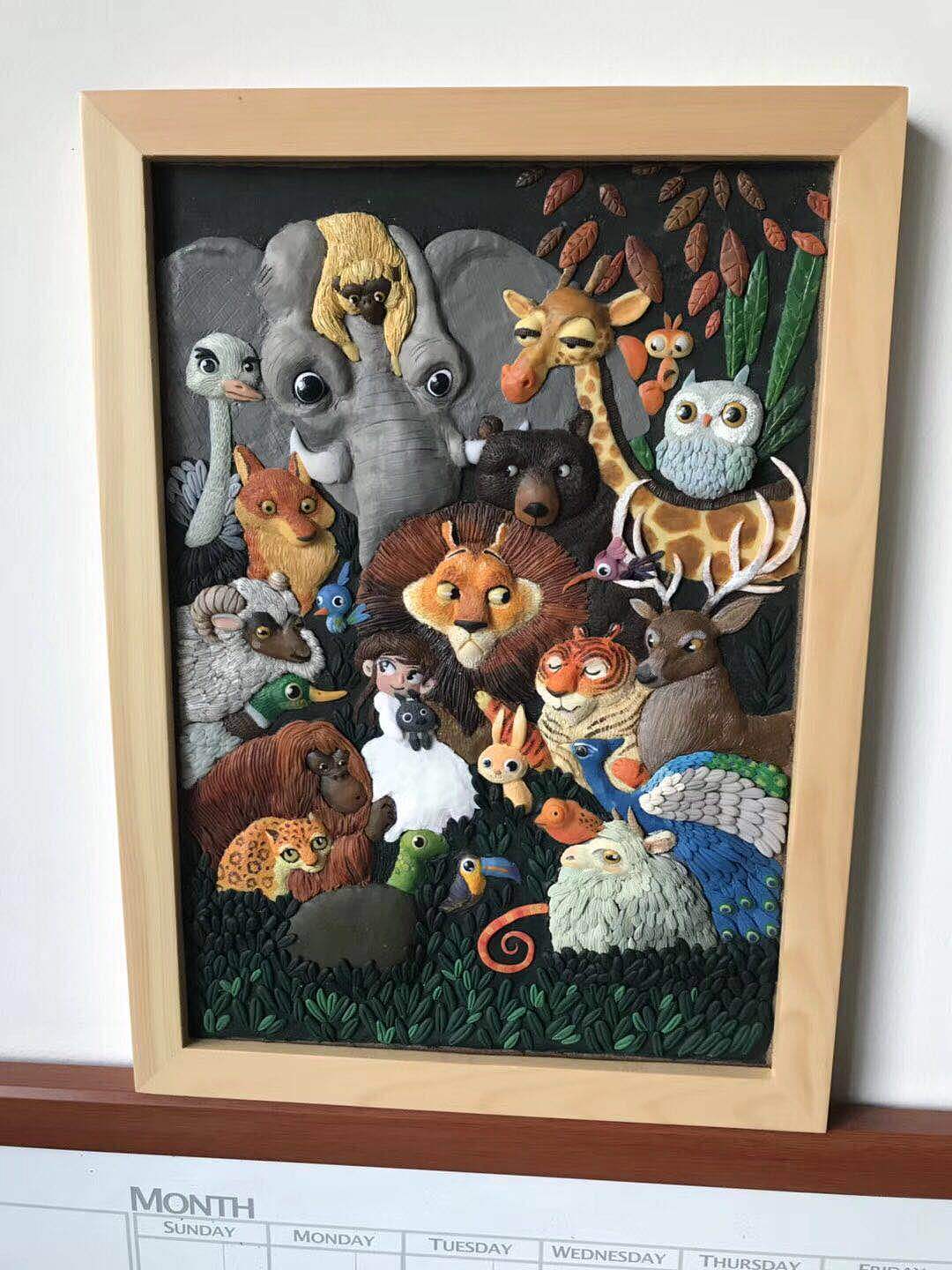 绿野仙踪——胆小的狮子 软陶画框（图ZOTc3MzQ4MjQ=） - 工艺品设计 - 站酷设计师人韦木南原创素材 - 站酷ZCOOL