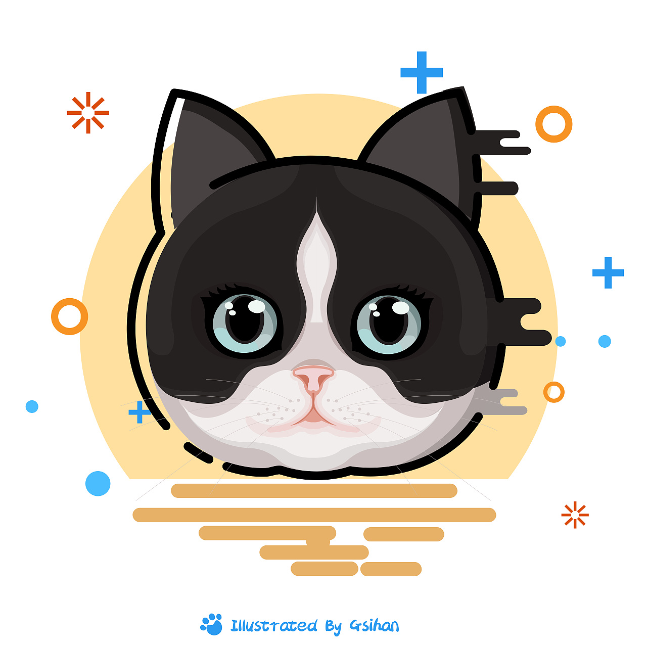 原创绘画:mbe风格猫咪卡通头像/贴纸