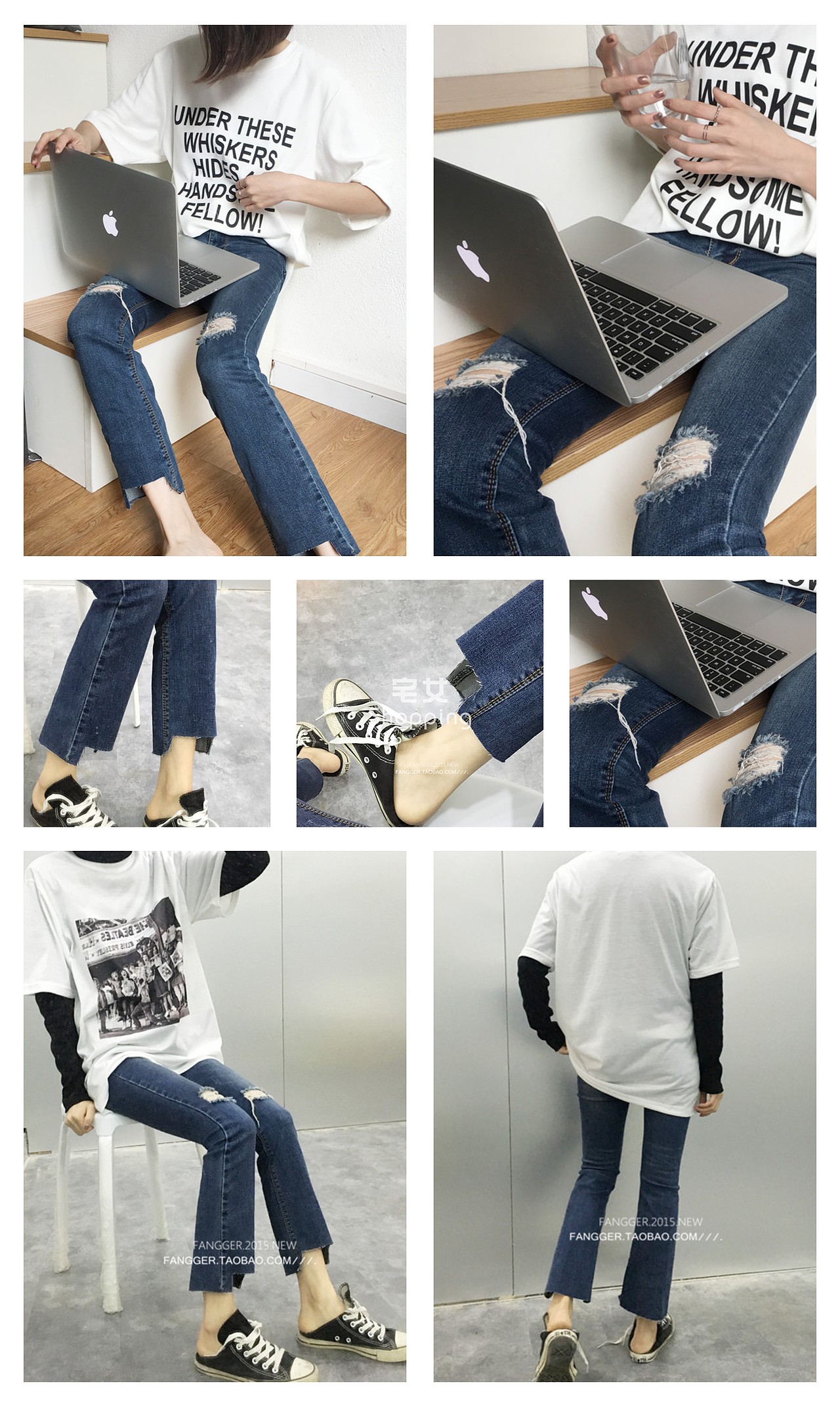 不规则裤脚牛仔喇叭裤女九分裤 高腰显瘦破洞牛仔裤
款号:XH170322<br>码数:S-M-L<br>颜色: 深蓝色<br>¥:46