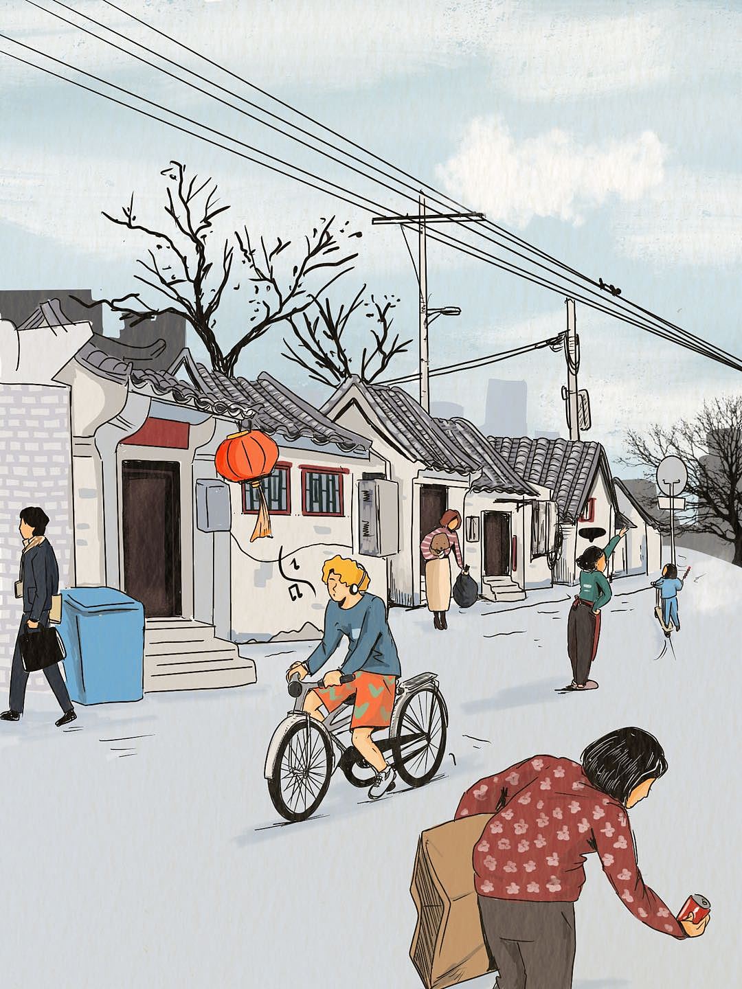 当年北京城的富人区已经变成了胡同里的老旧平房,还蜗居于此的,有上了年纪的老北京,也有底层的“外地人”,最无忧无虑的,是骑着自行车、吹着口哨体验生活的老外。