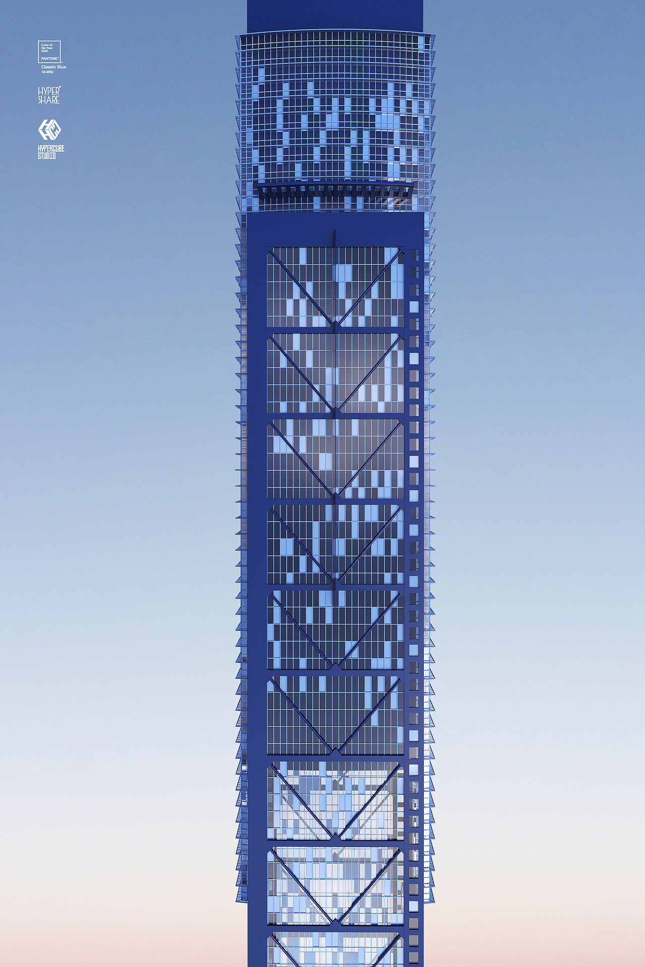 Architecture for classic blue of Pantone 2020