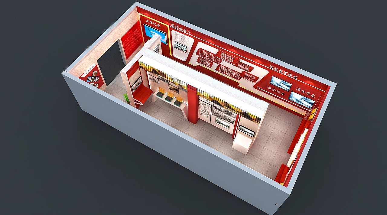 国防教育馆展示展览设计3D效果图（图ZMjA2ODMyNjg0） - 场景 - 站酷设计师3D设计师NG男原创素材 - 站酷ZCOOL