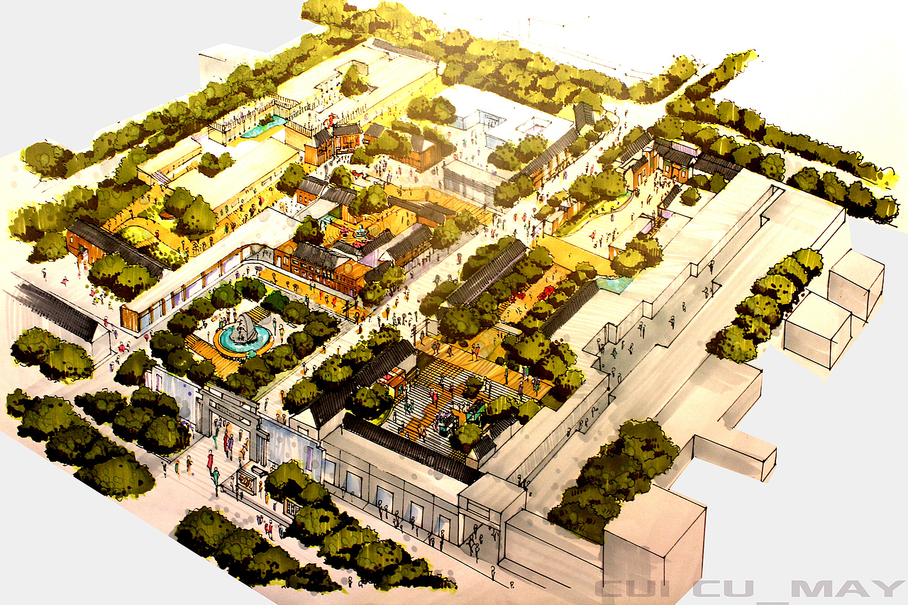 商业街改造鸟瞰图（图ZMTI4NjkwMjQ=） - 景观设计 - 站酷设计师崔崔_MAY原创素材 - 站酷ZCOOL