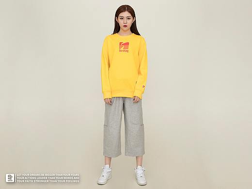 STRETAG2019秋季时尚潮牌休闲个性黄色圆领卫衣女款