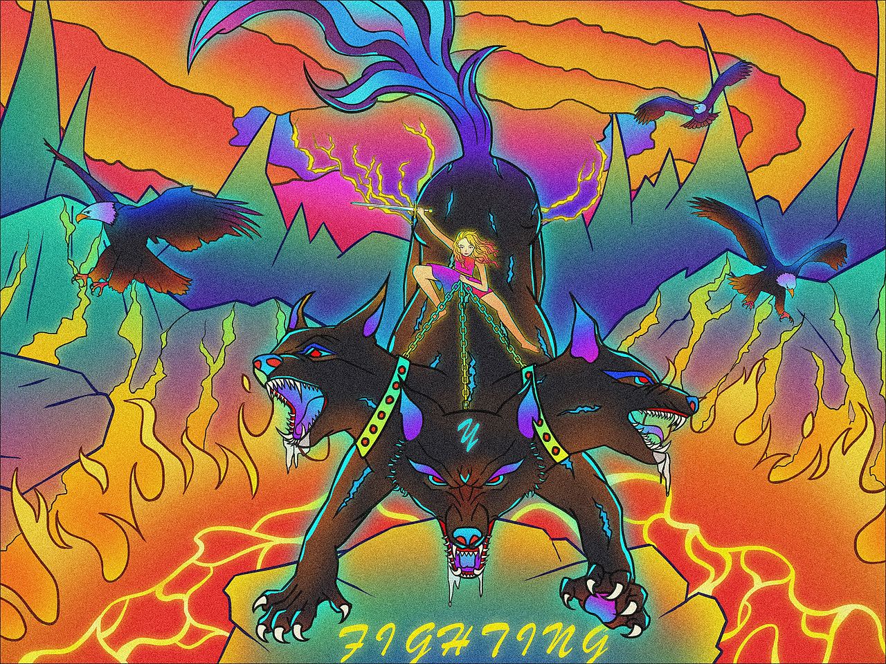 插画练习《地狱三头犬》