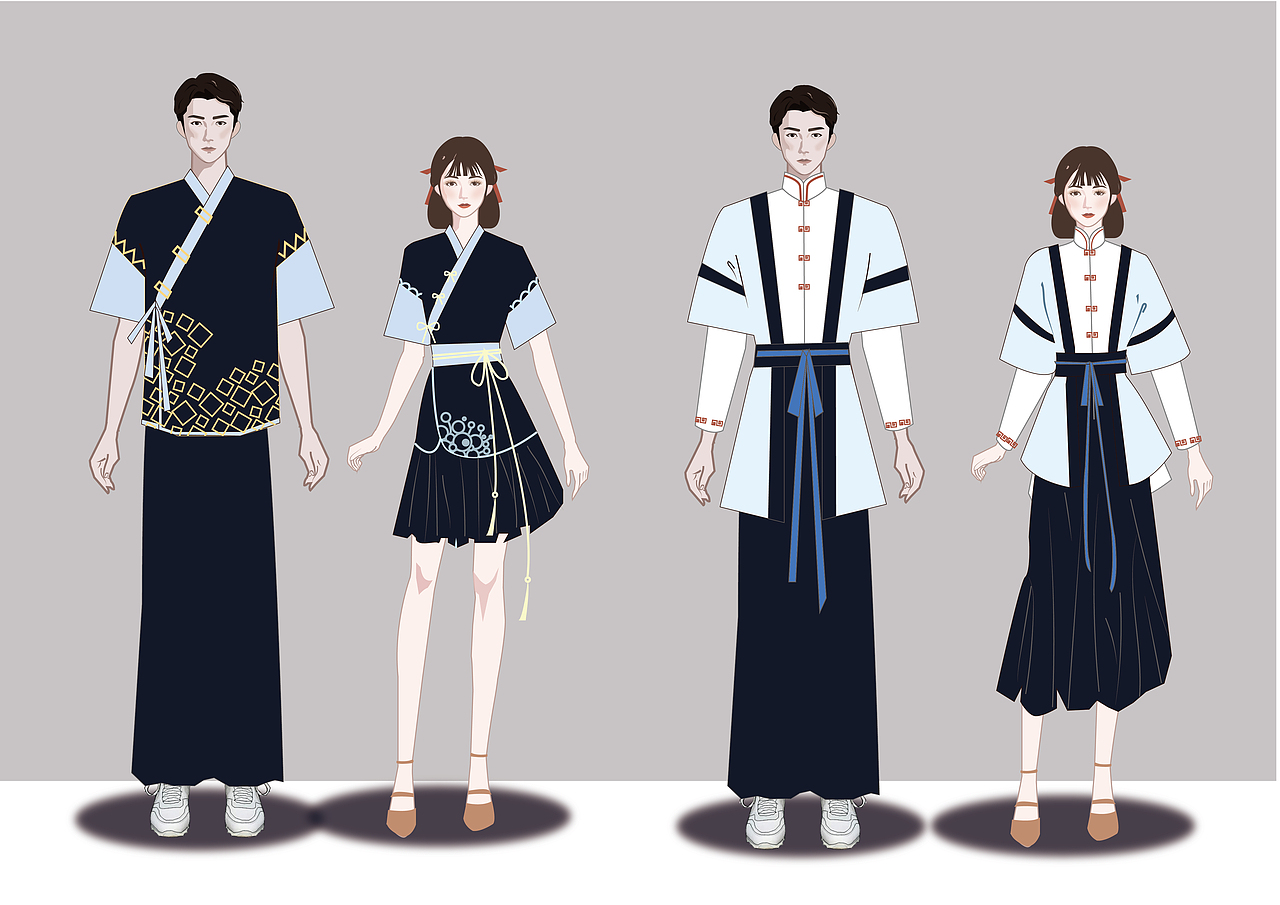 咖啡馆中式工作装设计|服装|其他服装|wz不朽_原创作品-站酷zcool