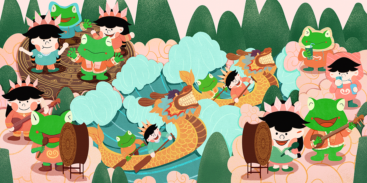 广西铜鼓IP形象设计和插画制作（图ZMzE4OTUzNDQ4） - IP形象 - 站酷设计师门口家的大橘原创素材 - 站酷ZCOOL