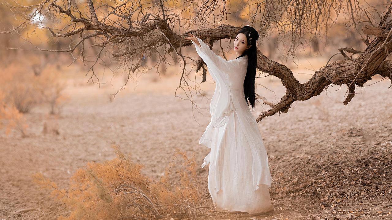 美女白衣仙女汉服