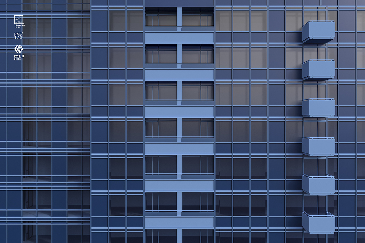 Architecture for classic blue of Pantone 2020