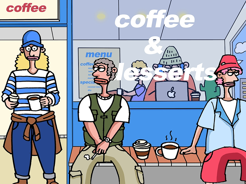 有故事的咖啡厅（图ZMzIwNTM5OTg0） - 新锐潮流插画 - 站酷设计师不断光原创素材 - 站酷ZCOOL