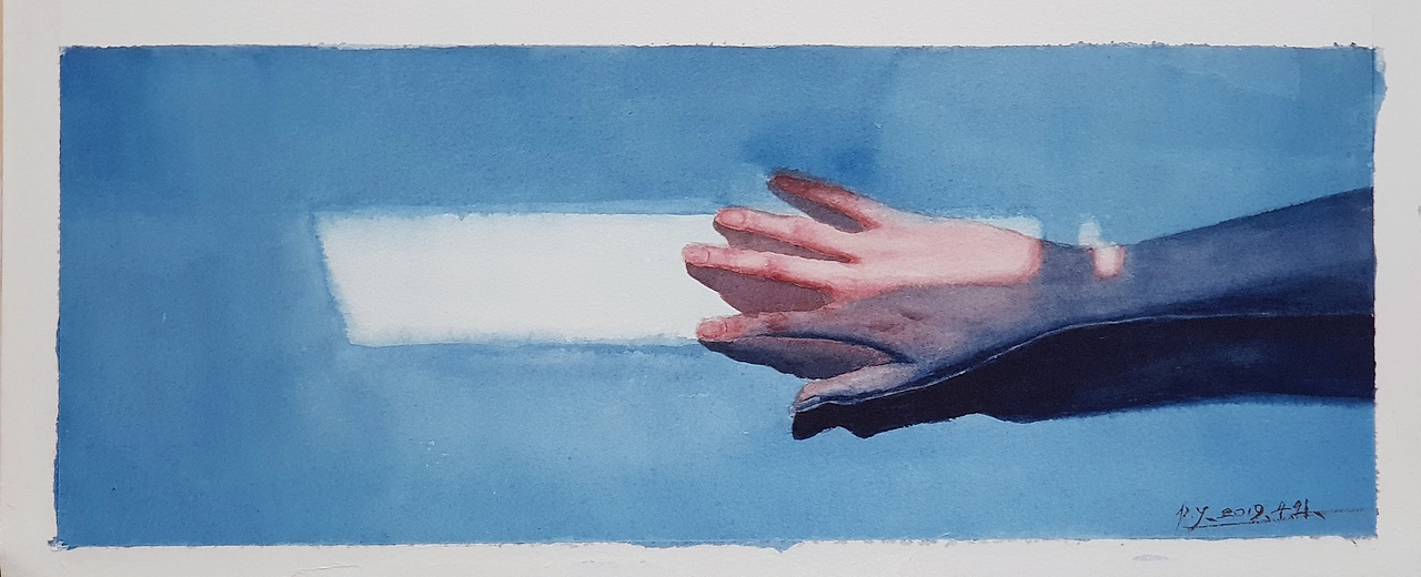 水彩手感受阳光