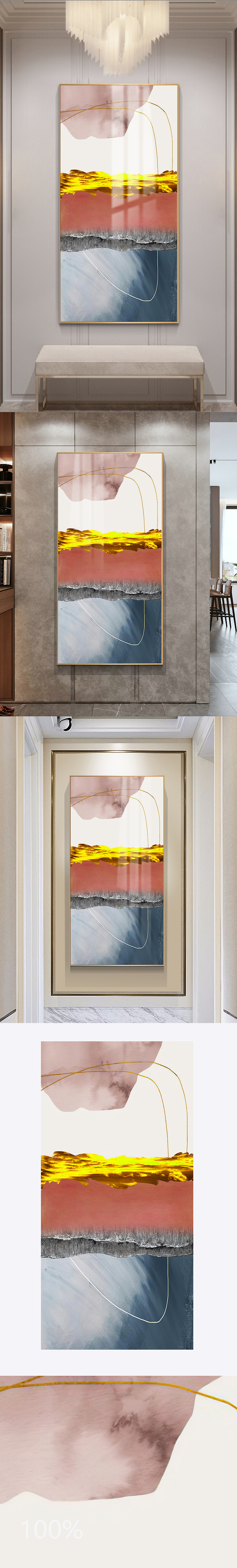 现代简约抽象画艺术油画线条北欧玄关装饰画